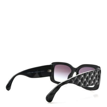 Chanel Acetate Quilted CC Rectangle Sunglasses 5483-A Black 4 of 8