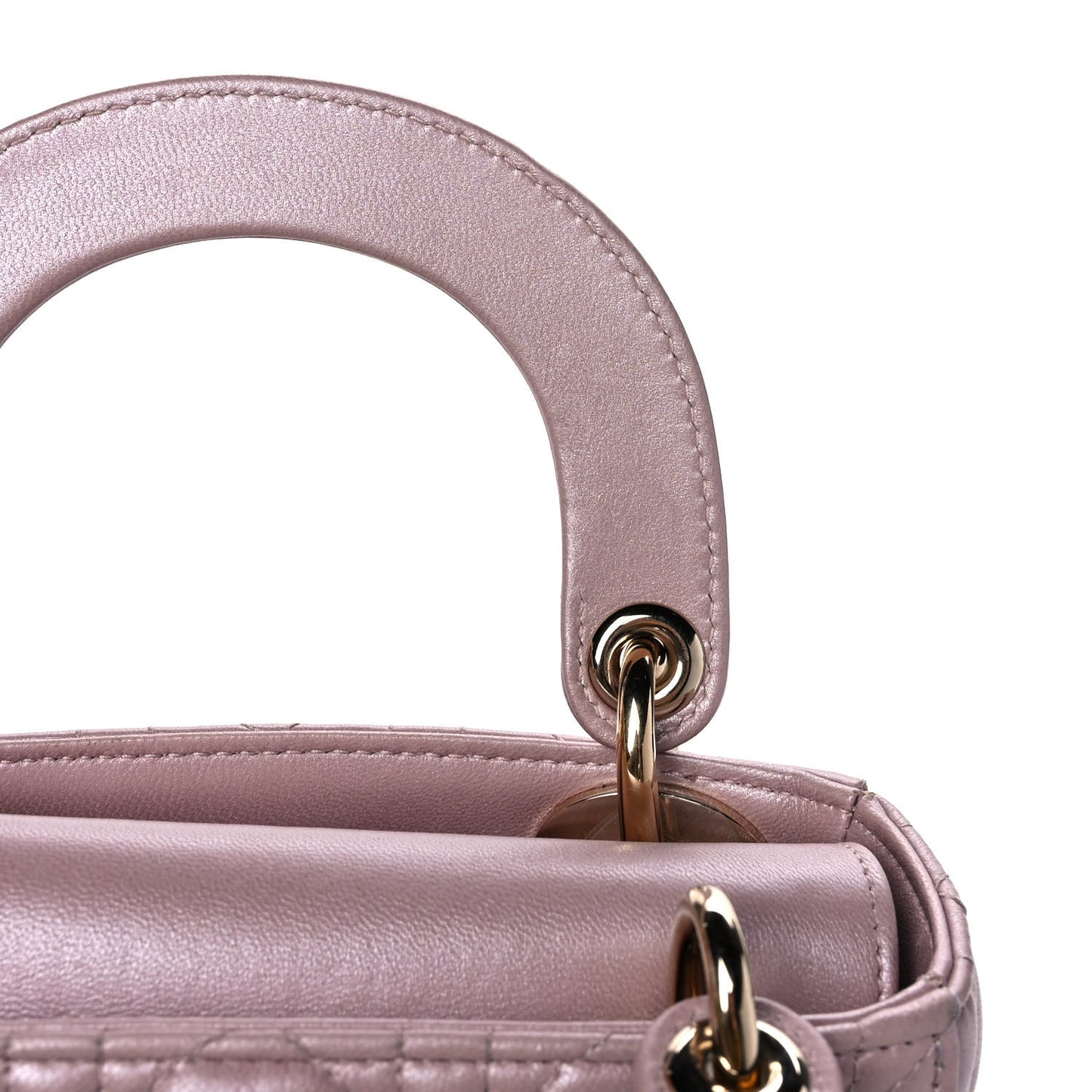 Metallic Lambskin Cannage Mini Lady Dior Lotus