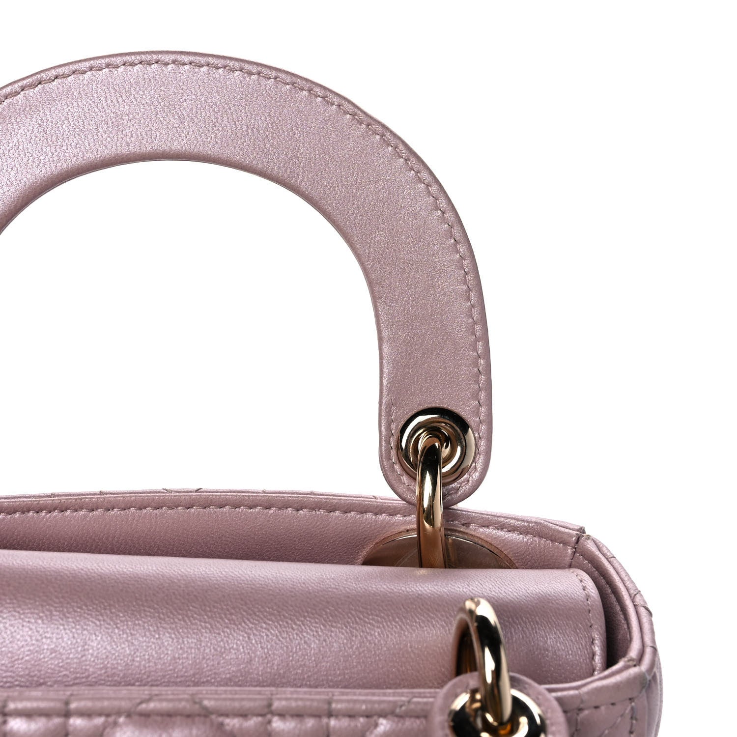 Christian Dior Metallic Lambskin Cannage Mini Lady Dior Lotus 13 of 15