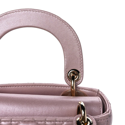 Christian Dior Metallic Lambskin Cannage Mini Lady Dior Lotus 13 of 15