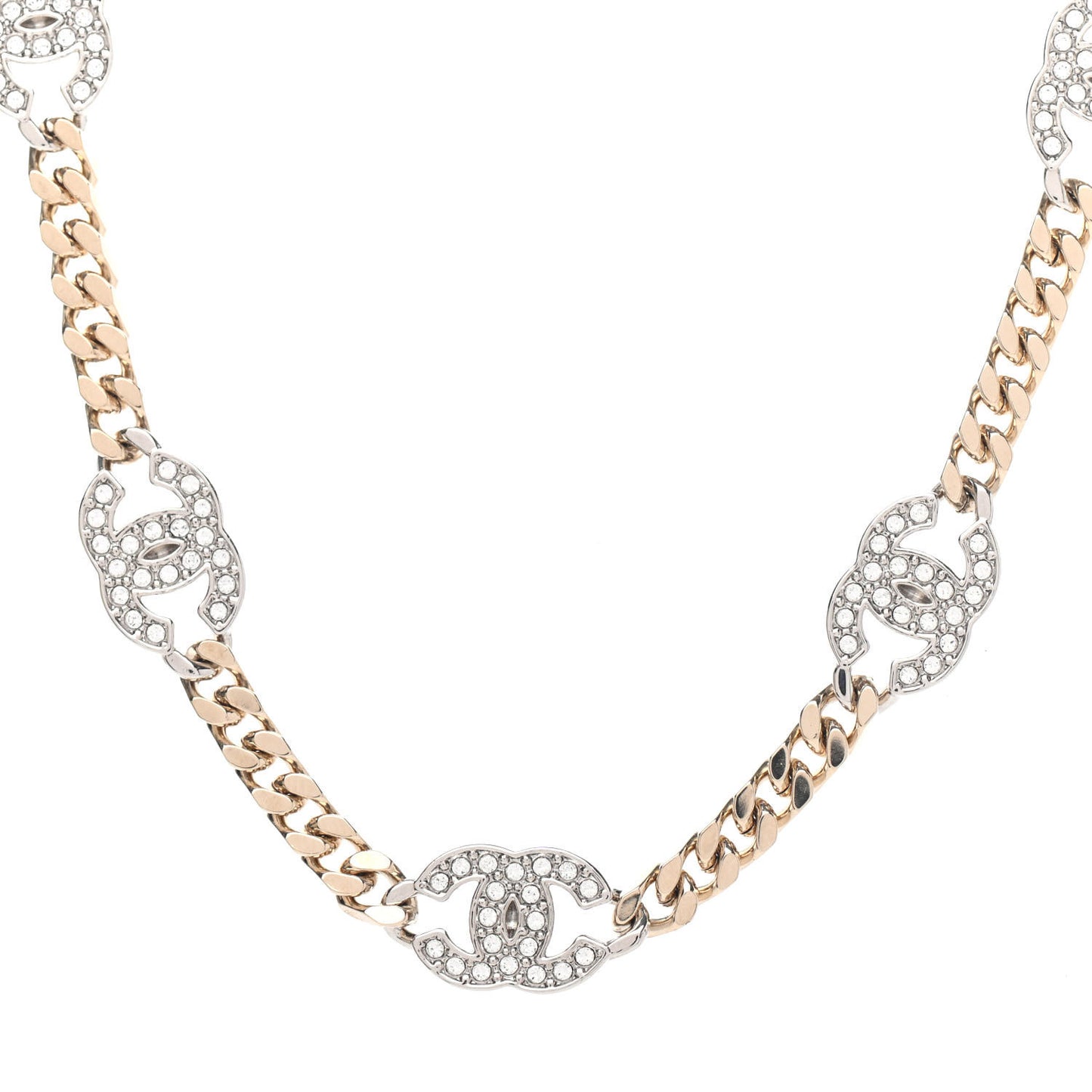 Crystal Chain CC Choker Gold Silver