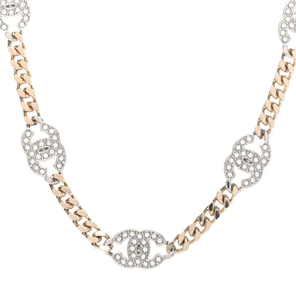 Chanel Crystal Chain CC Choker Gold Silver 3 of 4