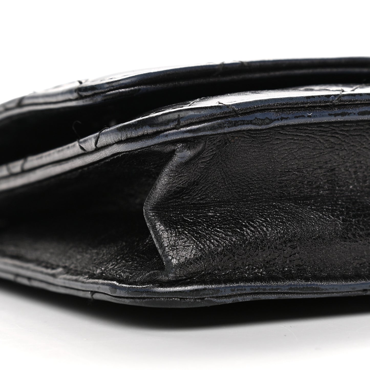 Metallic Aged Calfskin Quilted Reissue Wallet On Chain WOC Black