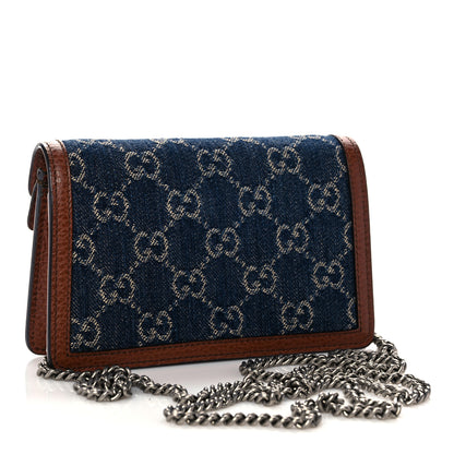 Gucci New Denim GG Monogram Dollar Calfskin Enamel Super Mini Dionysus Shoulder Bag Blue Tea Cuir Epilog Electric Blue 3 of 9