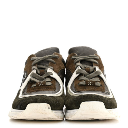 Chanel Fabric Calfskin Suede CC Womens Sneakers 36 Dark Green 2 of 12