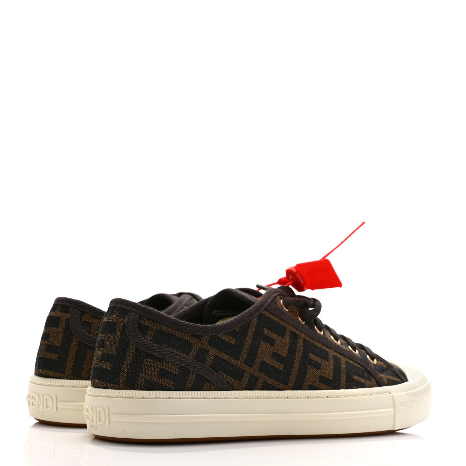 Fendi Fabric Jacquard FF Womens Domino Low Top Sneakers 40 Tobacco 4 of 8