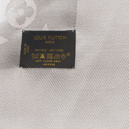 Louis Vuitton Silk Wool Monogram Shawl Beige 4 of 4