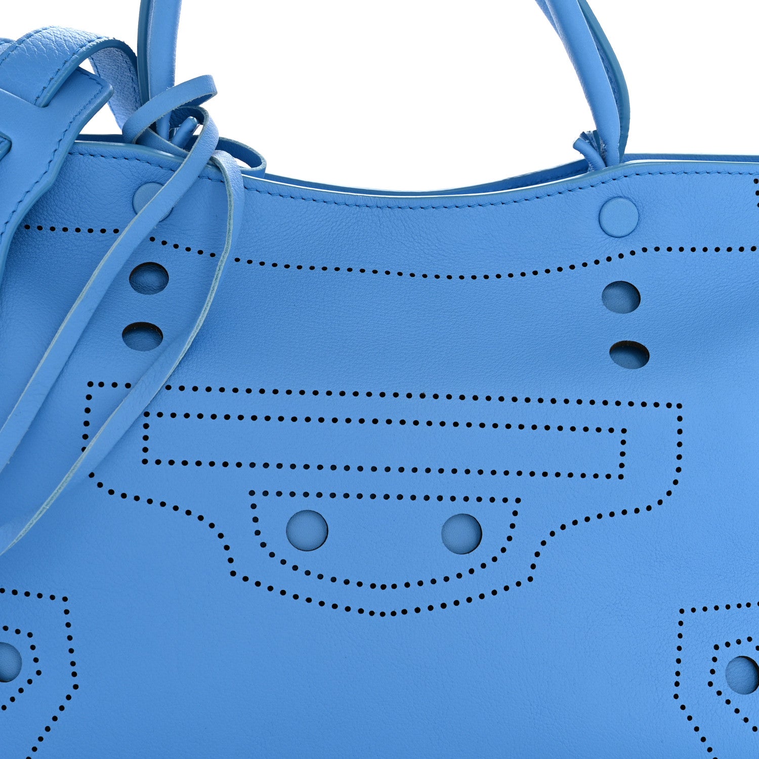 Balenciaga Veau Soyeux Perforated Blackout Hardware S City Bleu Turquoise 8 of 13