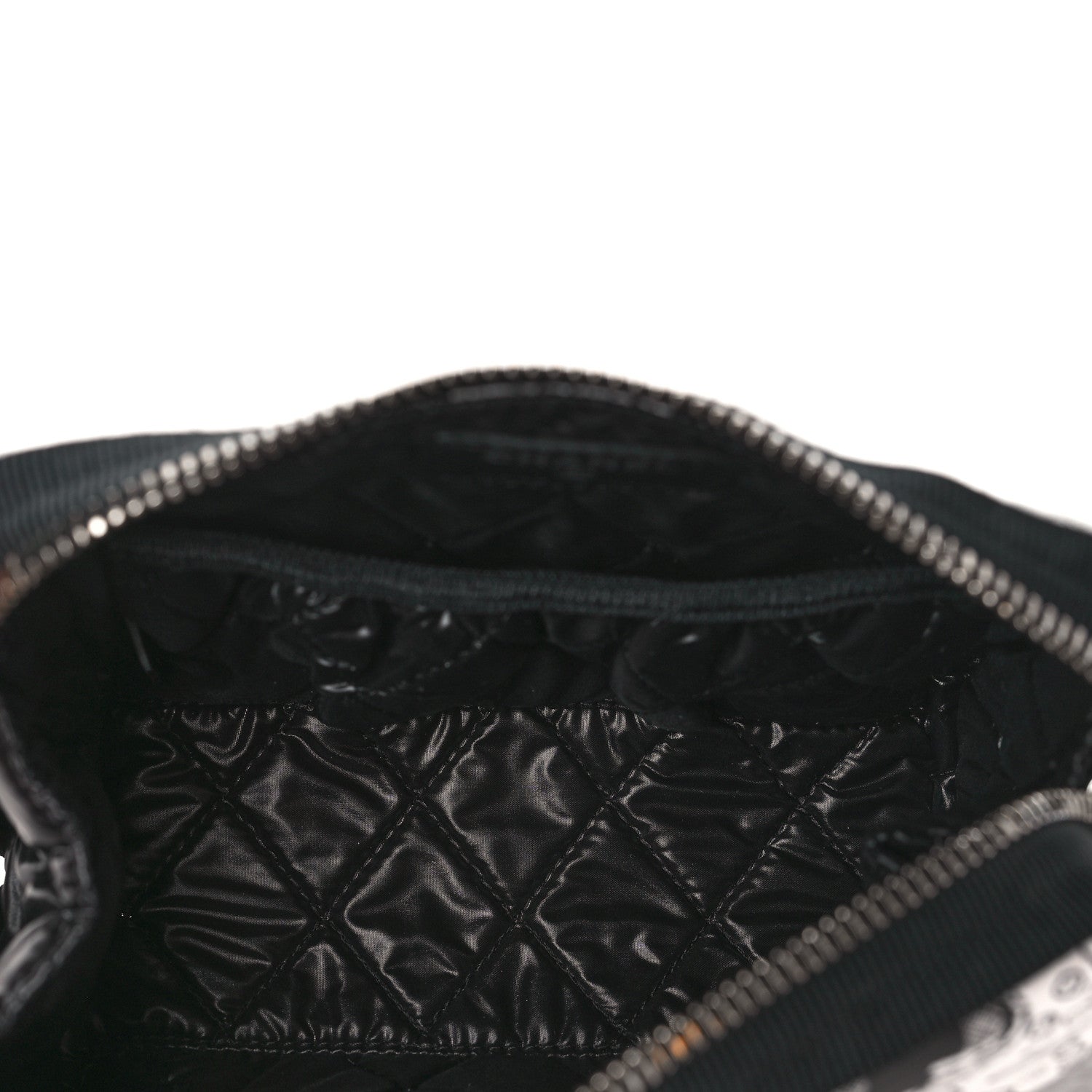 Chanel Coated Canvas Lambskin Camellia Cosmetic Pouch Black White 5 of 8