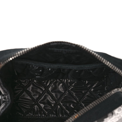 Chanel Coated Canvas Lambskin Camellia Cosmetic Pouch Black White 5 of 8
