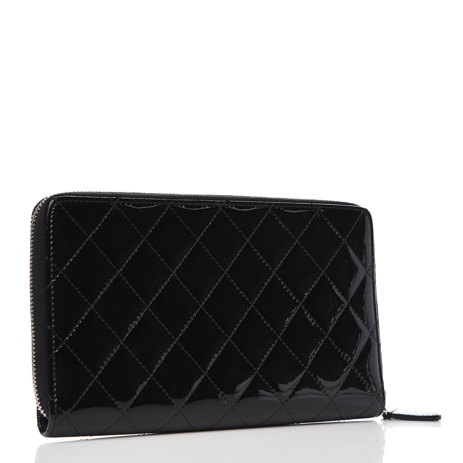 Chanel Patent Quilted Large Zip Around Organizer Wallet So Black 3 of 10
