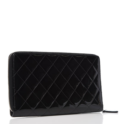 Chanel Patent Quilted Large Zip Around Organizer Wallet So Black 3 of 10