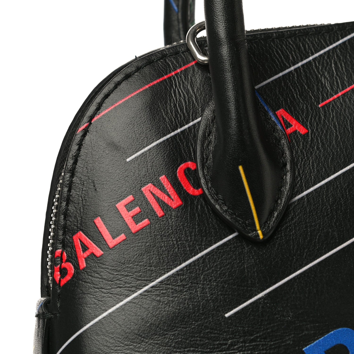 Balenciaga Calfskin Logo Print XXS Ville Top Handle Bag Black Multicolor 17 of 19