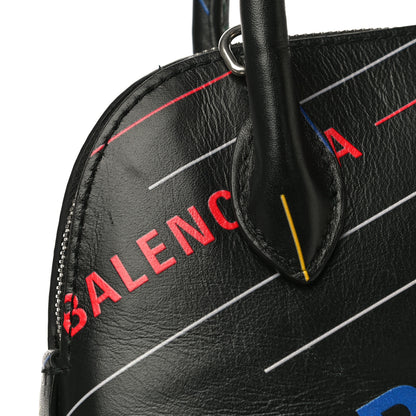 Balenciaga Calfskin Logo Print XXS Ville Top Handle Bag Black Multicolor 17 of 19
