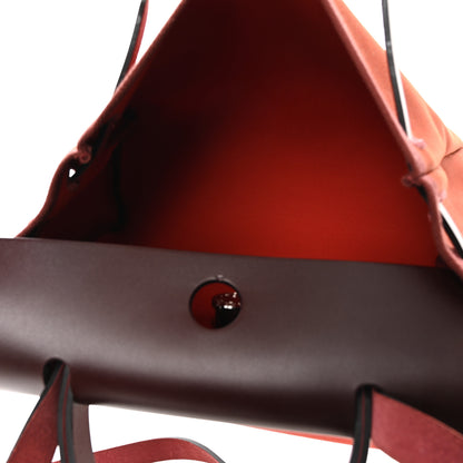 Hermes Military Toile Vache Hunter Tri-Color Herbag Zip Retourne 31 PM Rouge H Cuirve Orange Mecano 6 of 11