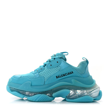Balenciaga Fabric Mesh Clear Sole Womens Triple S Sneakers 35 Turquoise 1 of 11