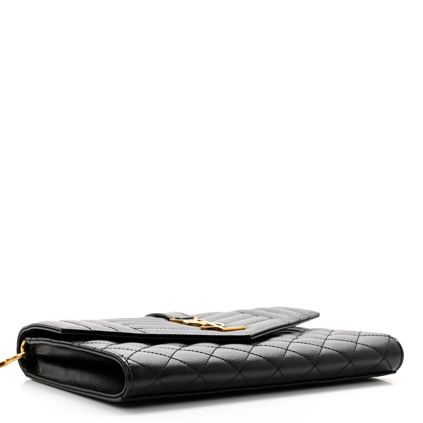 Grain De Poudre Textured Mixed Matelasse Triquilt Monogram Clutch Black