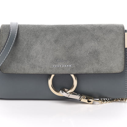 Chloe Suede Calfskin Mini Faye Shoulder Bag Cloudy Blue 8 of 11
