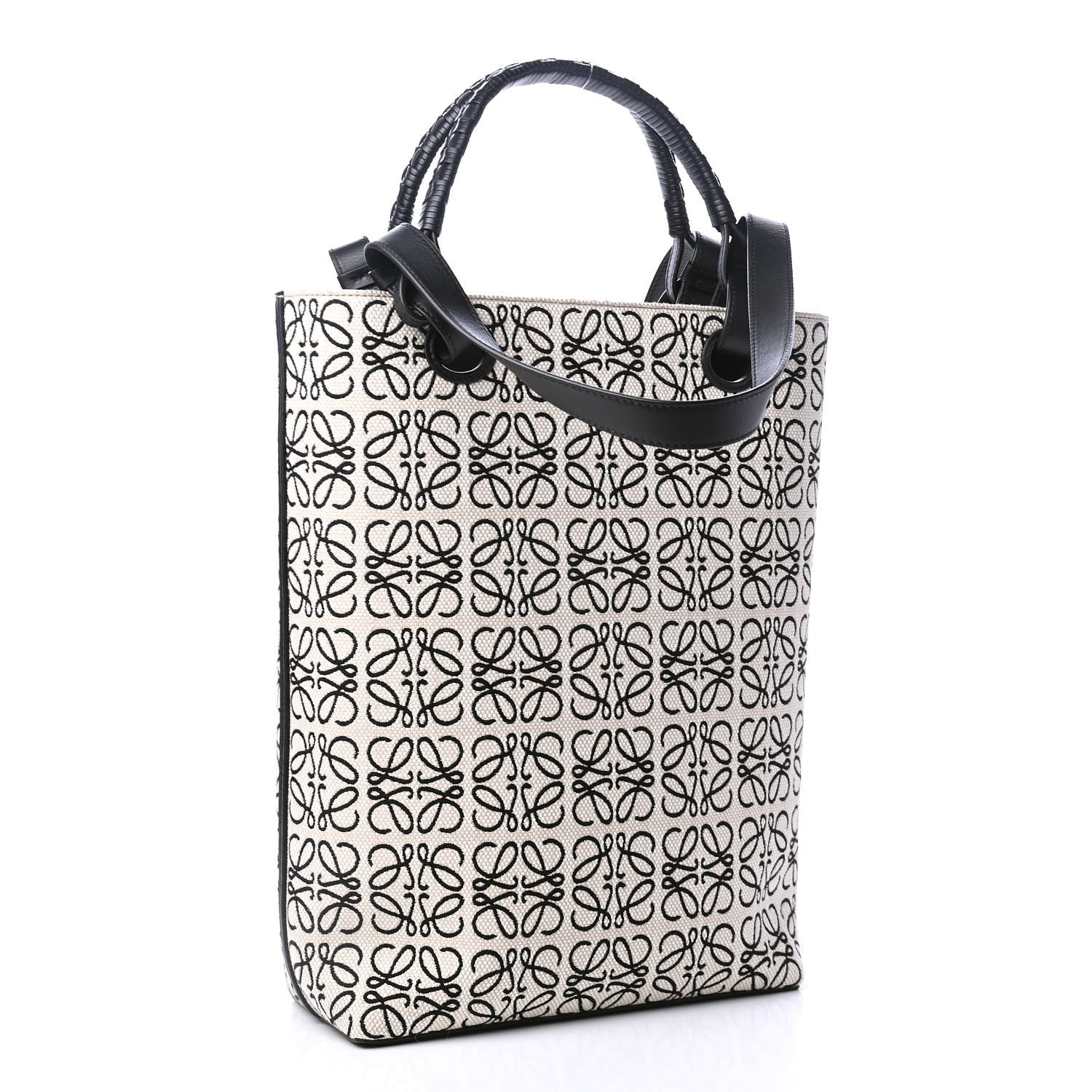 Loewe X JOE BRAINARD Canvas Calfskin Catwoman Tote Black Ecru 2 of 4
