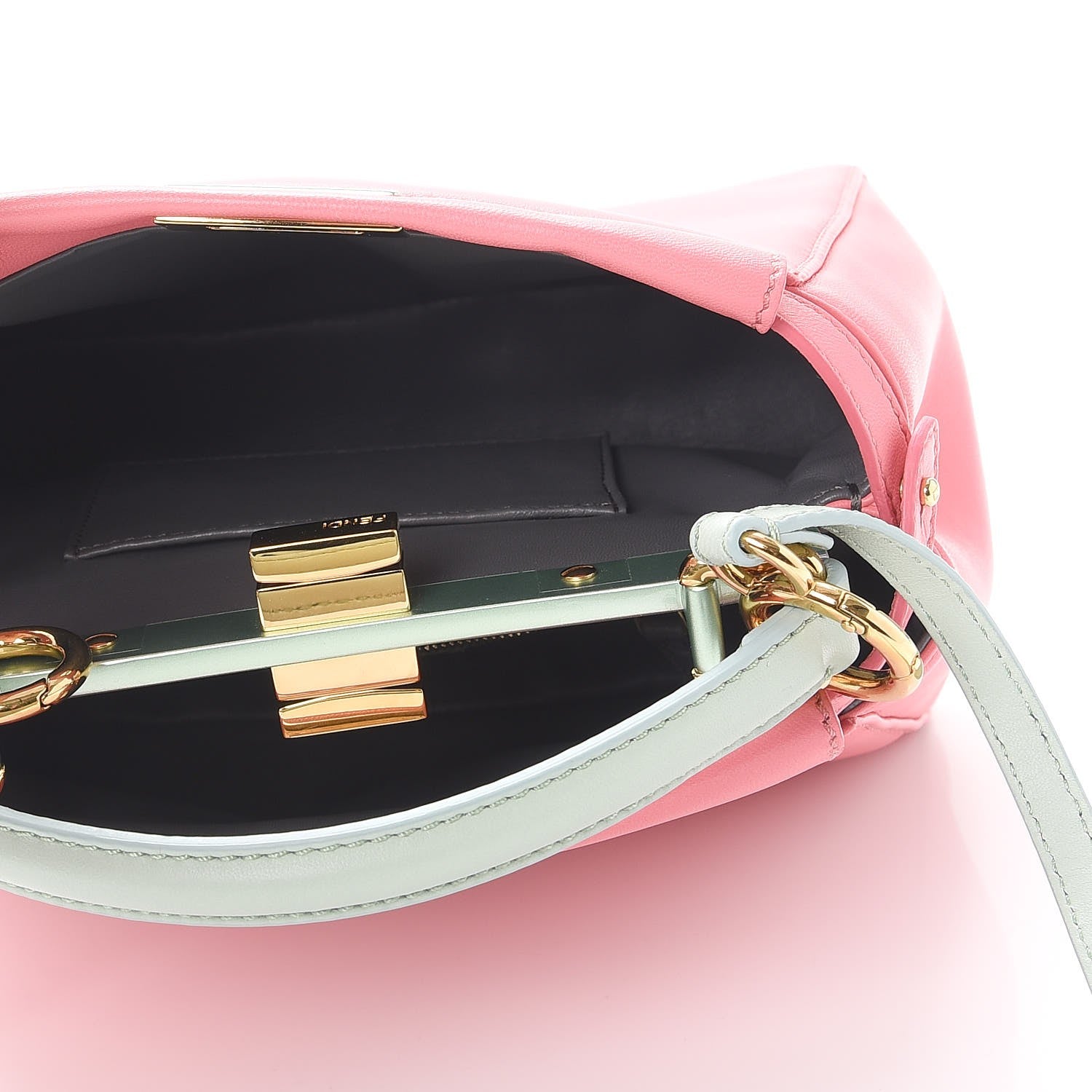Fendi Nappa Colorblock Mini Peekaboo Iconic Satchel Rosa Fluo Oxigen Slate 7 of 9