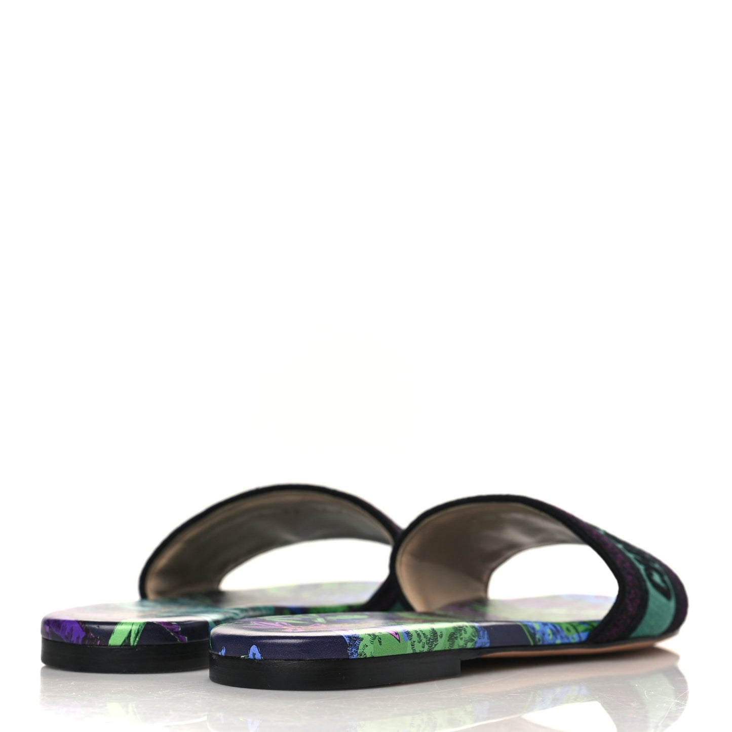 Canvas Embroidered Dway Mules Slide Sandals 38 Purple Multicolor