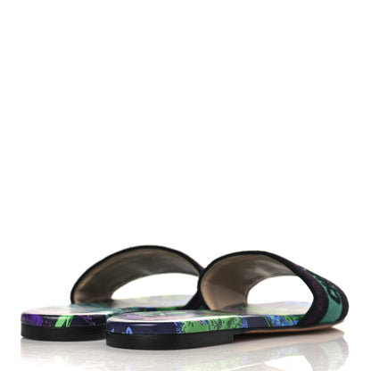 Christian Dior Canvas Embroidered Dway Mules Slide Sandals 38 Purple Multicolor 4 of 8