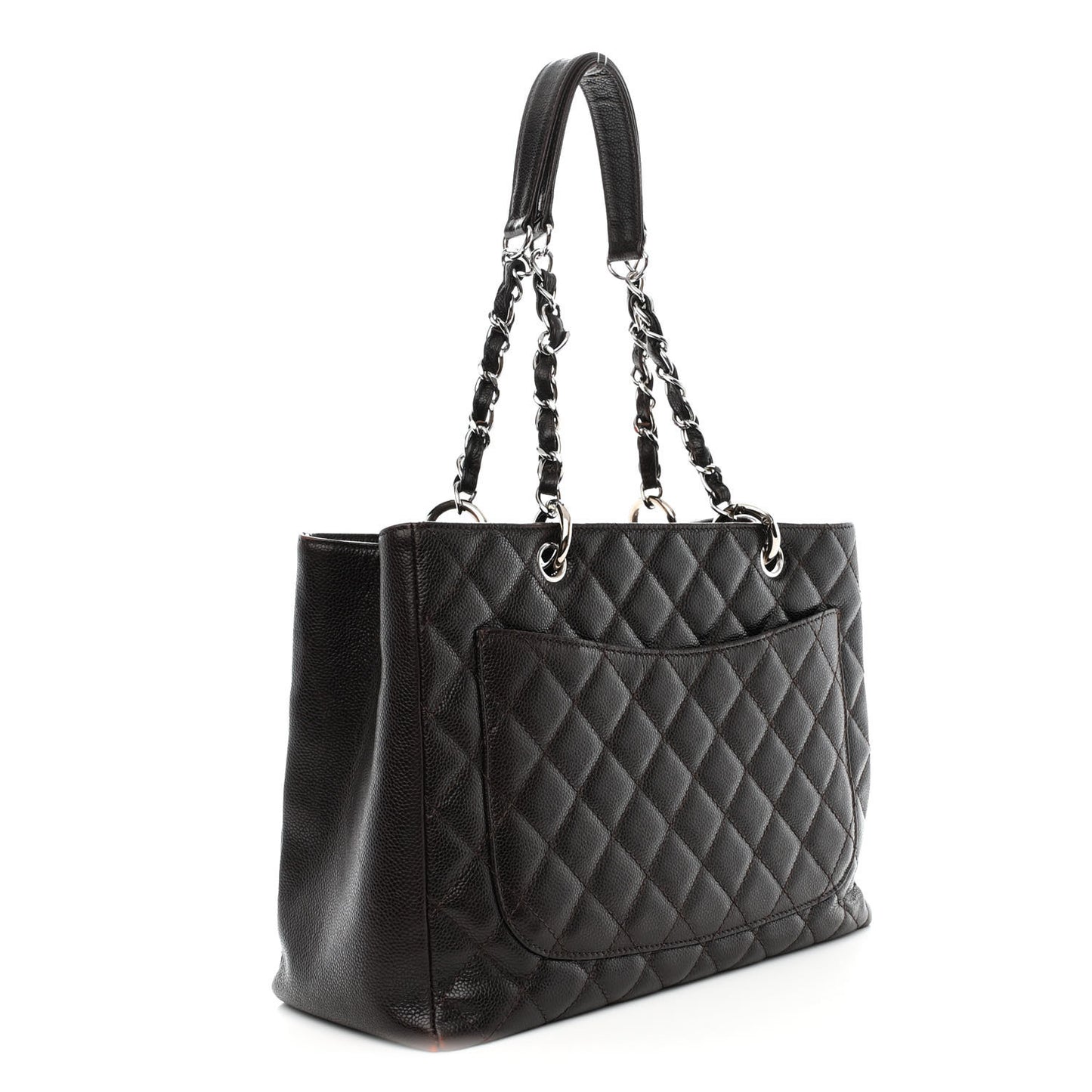Caviar Quilted Grand Shopping Tote GST Dark Brown