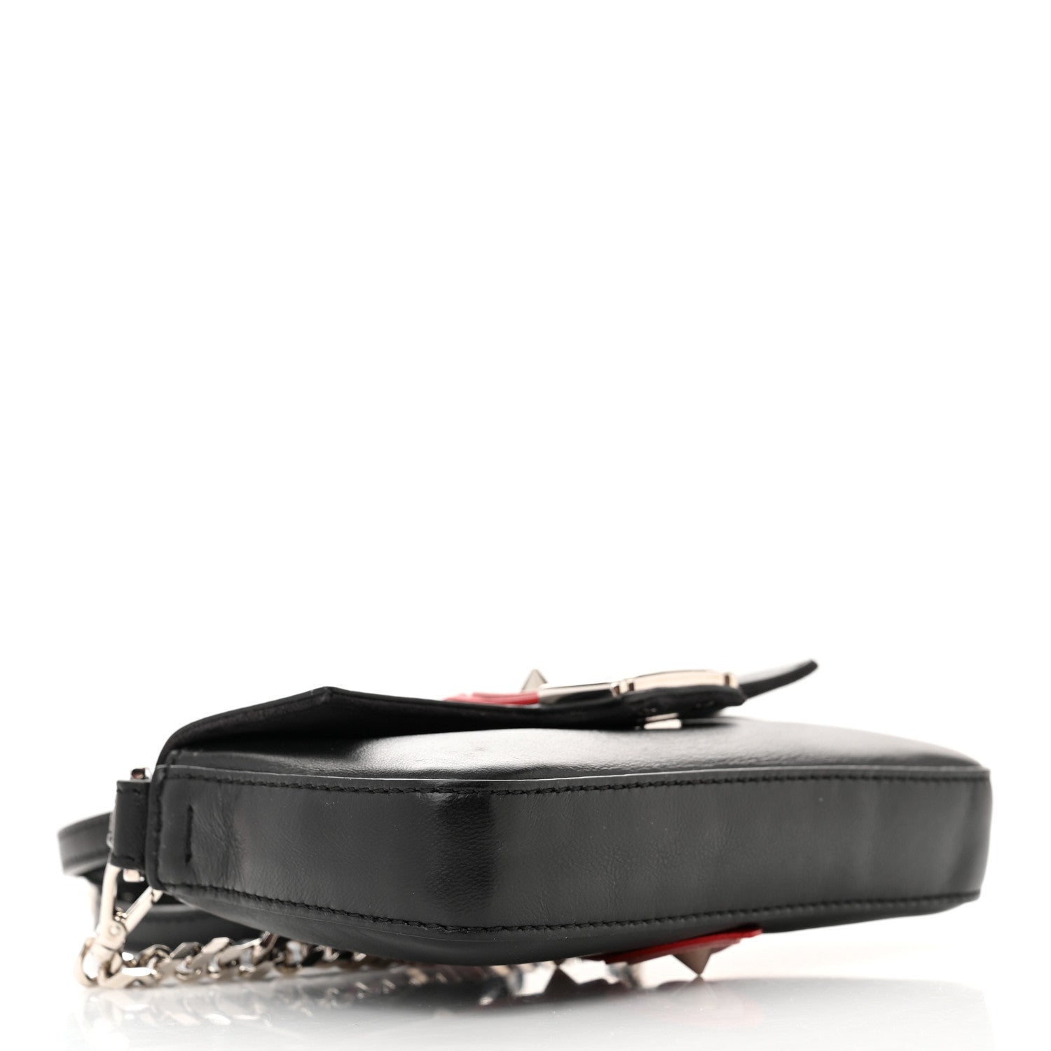 Fendi Lambskin Studded Heart Micro Baguette Black 4 of 12