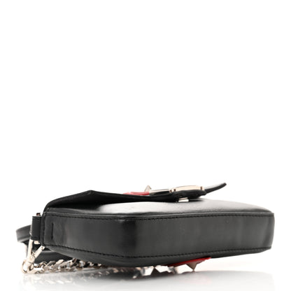 Fendi Lambskin Studded Heart Micro Baguette Black 4 of 12