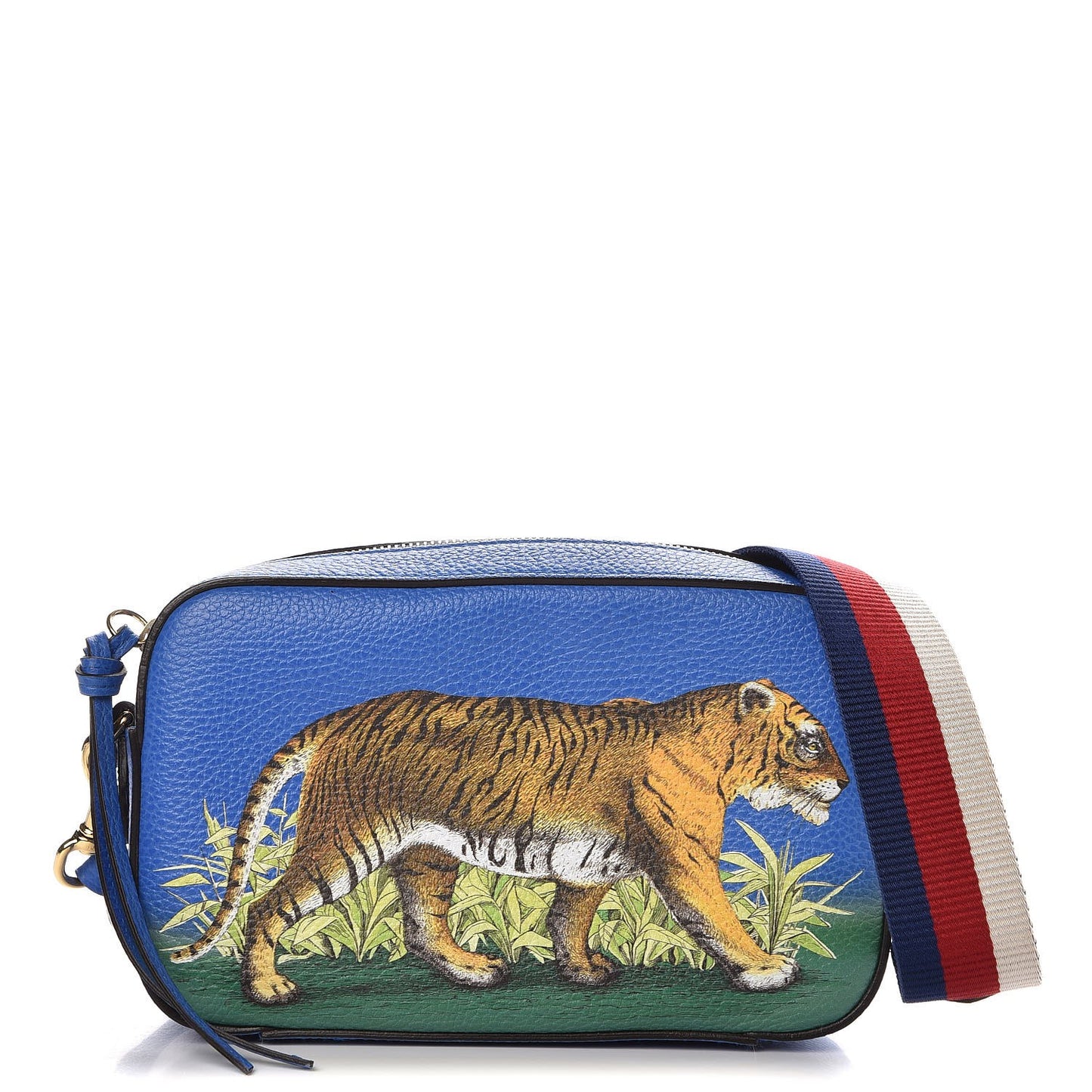 Calfskin Sylvie Tiger Print Camera Bag Multicolor Dark Sky