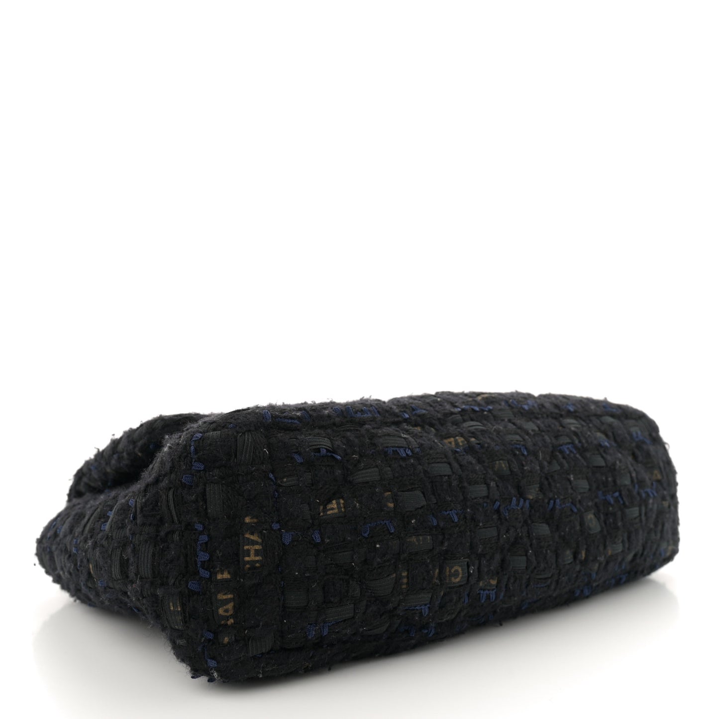 Tweed Quilted Large Chanel 19 Flap Black Navy Gold