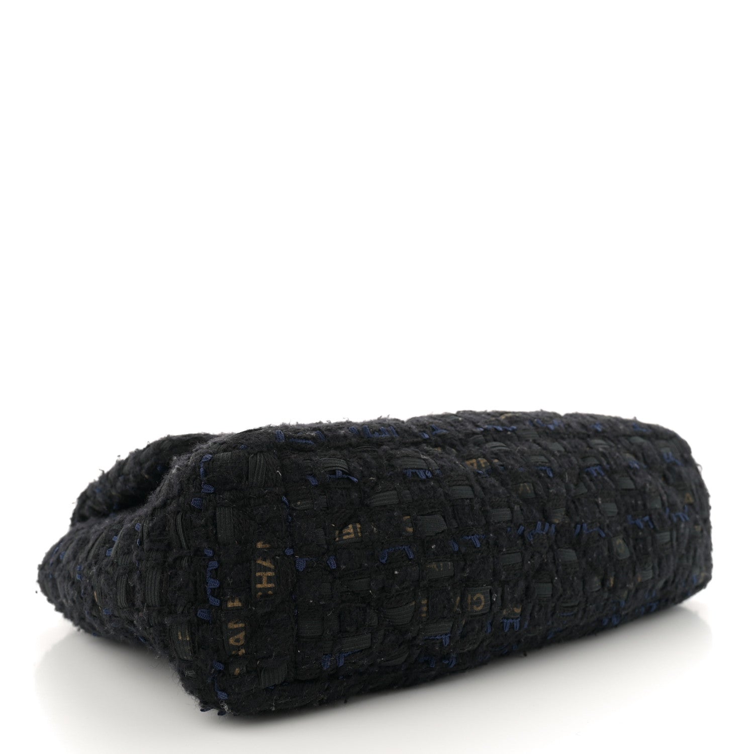 Chanel Tweed Quilted Large Chanel 19 Flap Black Navy Gold 4 of 11