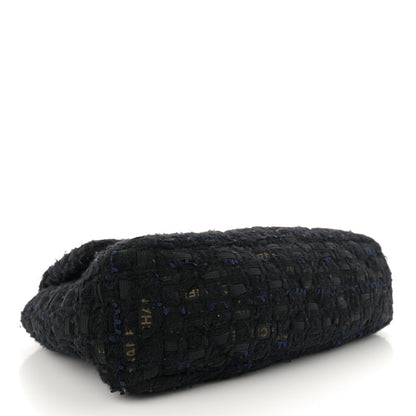 Chanel Tweed Quilted Large Chanel 19 Flap Black Navy Gold 4 of 11