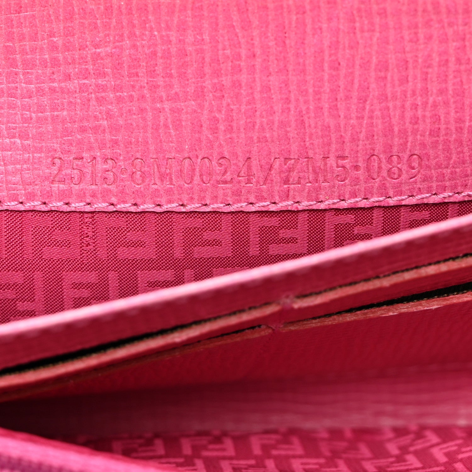Fendi Zucca Spalmati Vitello Elite Zip Around Wallet Tobacco Fuxia Fragola 8 of 8