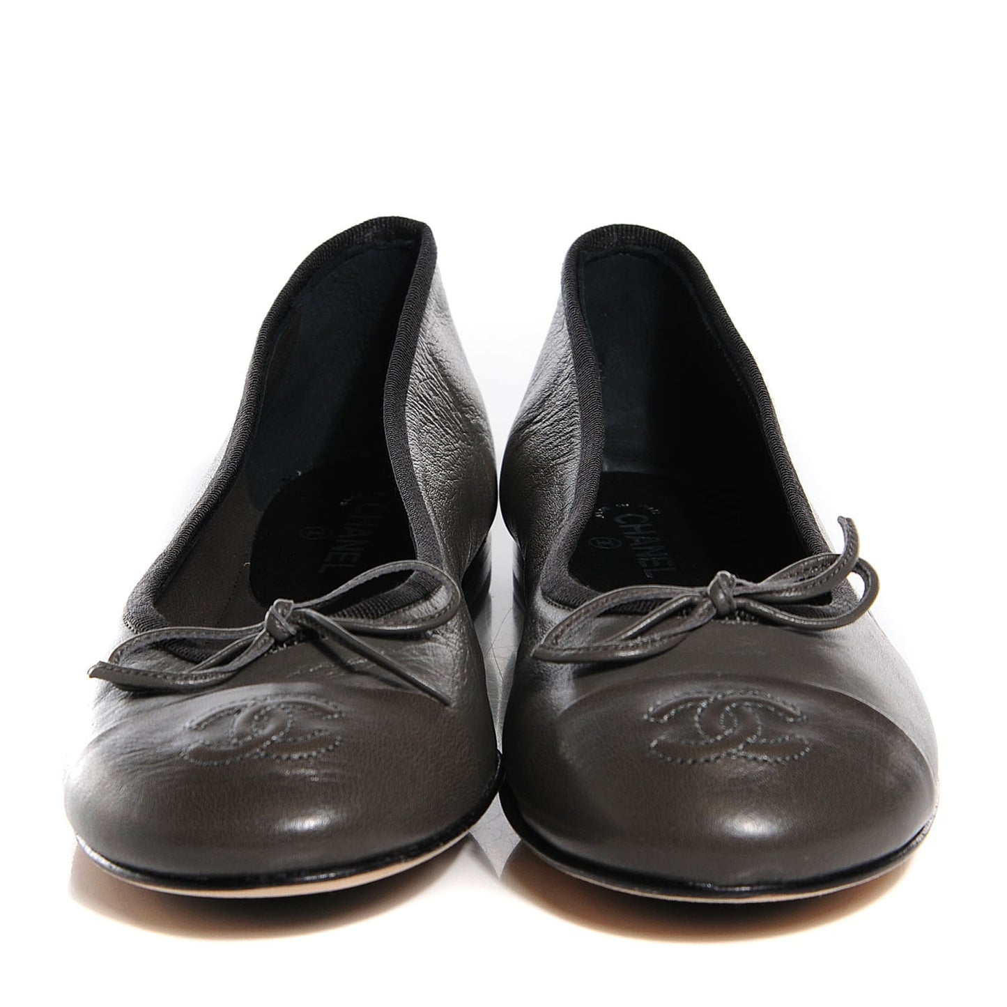 Lambskin Cap Toe CC Ballerina Flats 38 Grey