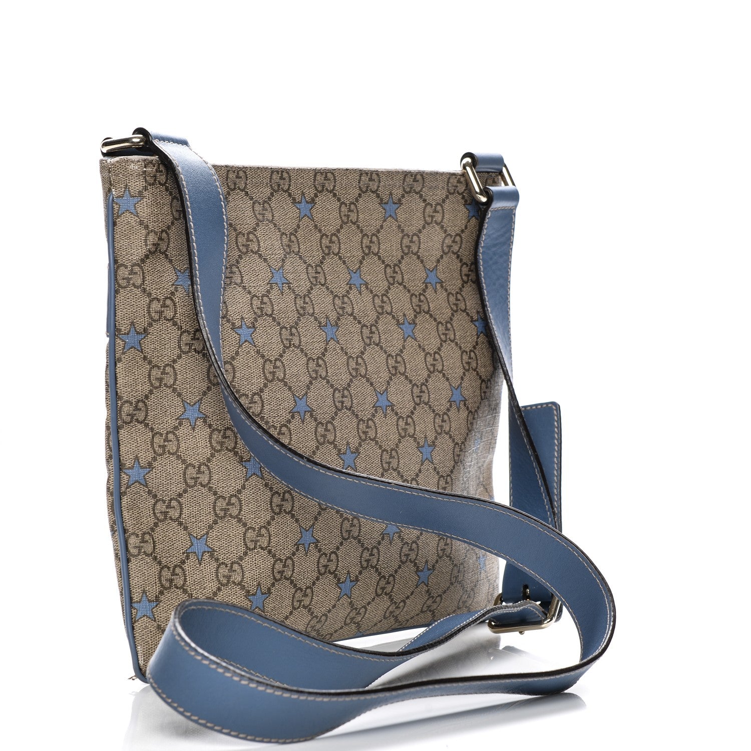 Gucci Monogram GG Supreme Stars Small Flat Messenger Bag Light Blue 3 of 10