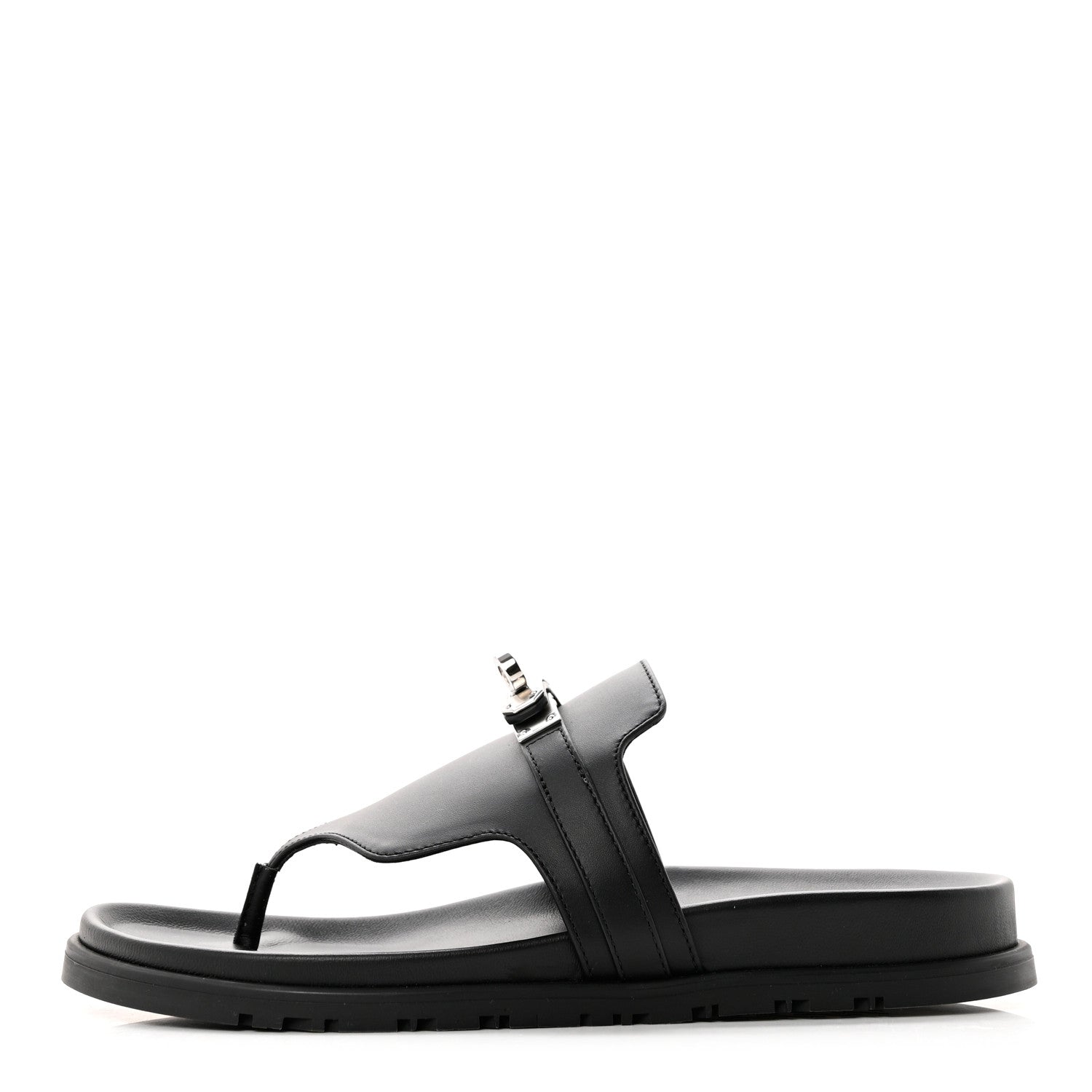 Hermes Calfskin Womens Empire Sandals 37 Black 1 of 9