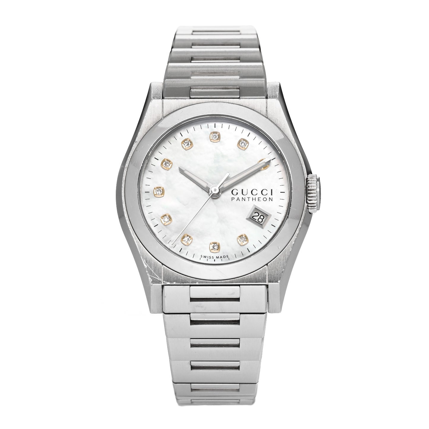 Stainless Steel Diamond Mother of Pearl 36mm Pantheon Quartz Watch