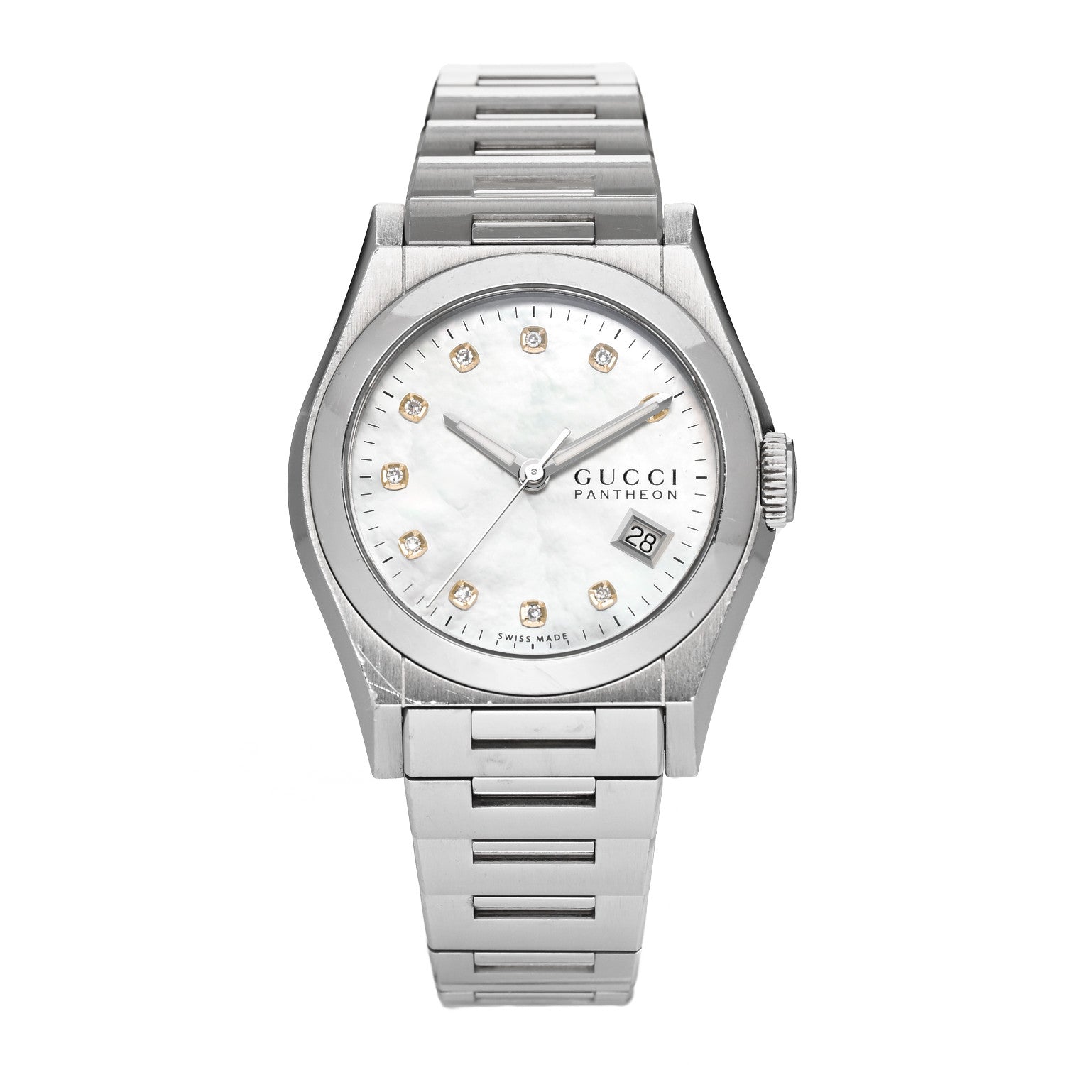 Gucci Stainless Steel Diamond Mother of Pearl 36mm Pantheon Quartz Watch 1 of 4