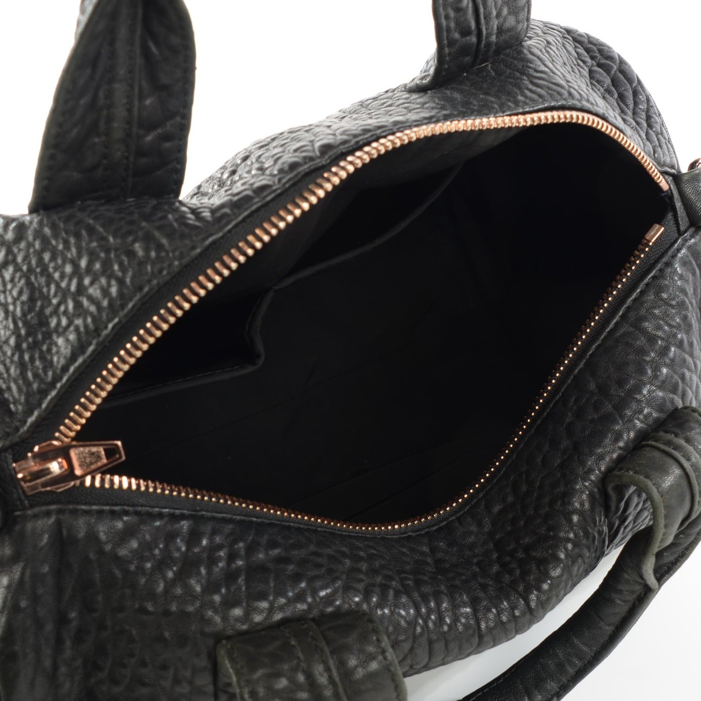 Pebbled Lambskin Rocco Black Rose Gold Hardware