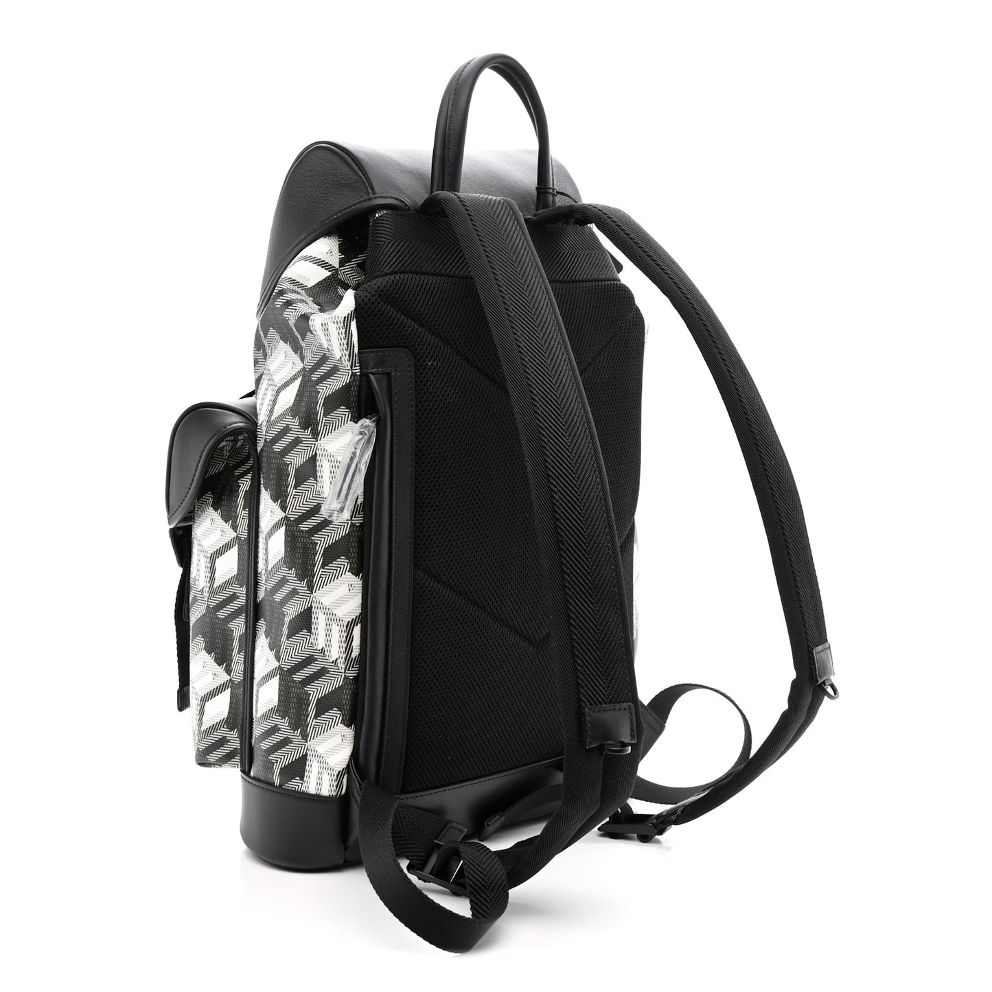Canvas Nappa Cubic Monogram Medium Brandenburg Backpack Black White
