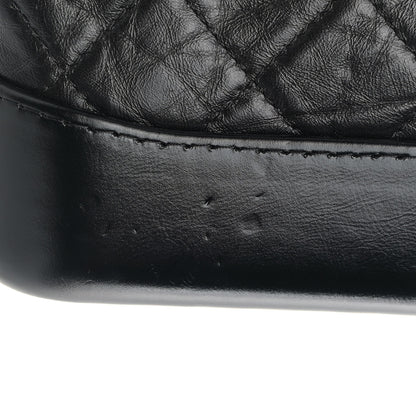 Chanel Aged Calfskin Quilted Small Gabrielle Logo Hobo Black 10 of 12