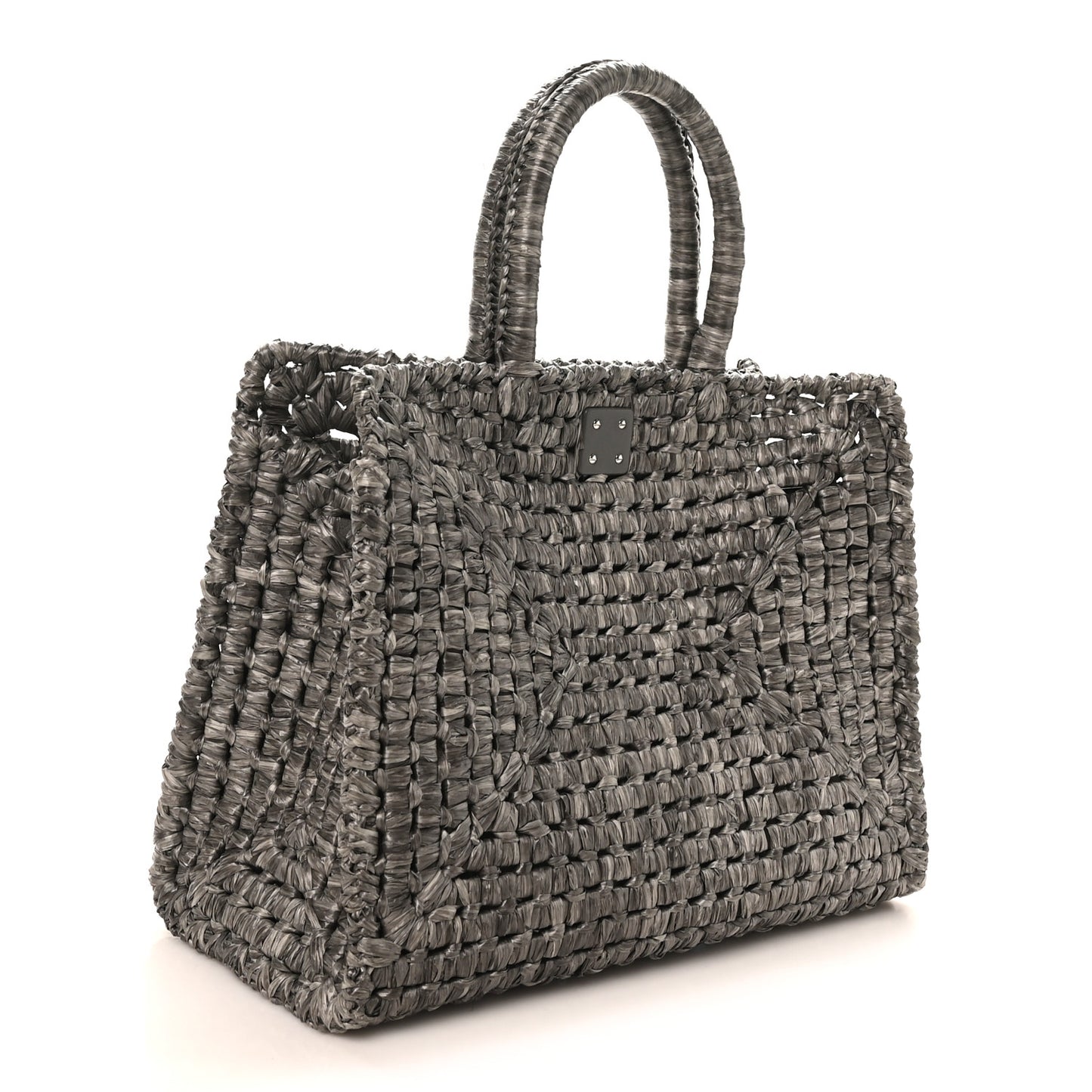 Raffia Medium The Studio Box Bag Silver