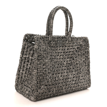 Salvatore Ferragamo Raffia Medium The Studio Box Bag Silver 4 of 10