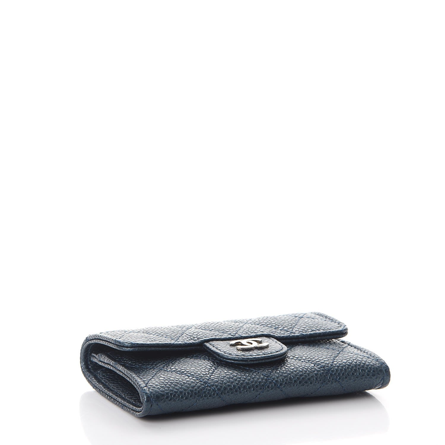 Chanel Metallic Caviar Quilted Flap Card Holder Dark Blue 4 of 9