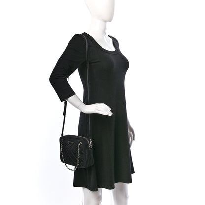 Prada Nylon Tessuto Impuntu Quilted Bandoliera Crossbody Bag Black 2 of 8