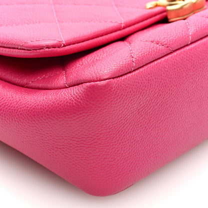 Chanel Shiny Caviar Quilted Small Chain Melody Flap Dark Pink 9 of 11