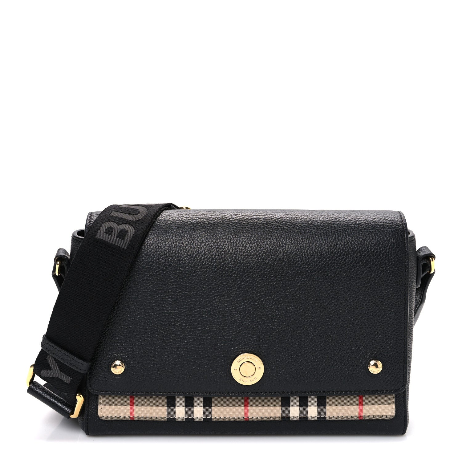 Burberry Grainy Calfskin Vintage Check Note Crossbody Bag Black 1 of 9
