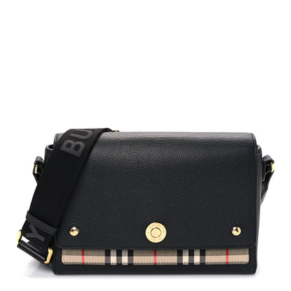 Burberry Grainy Calfskin Vintage Check Note Crossbody Bag Black 1 of 9