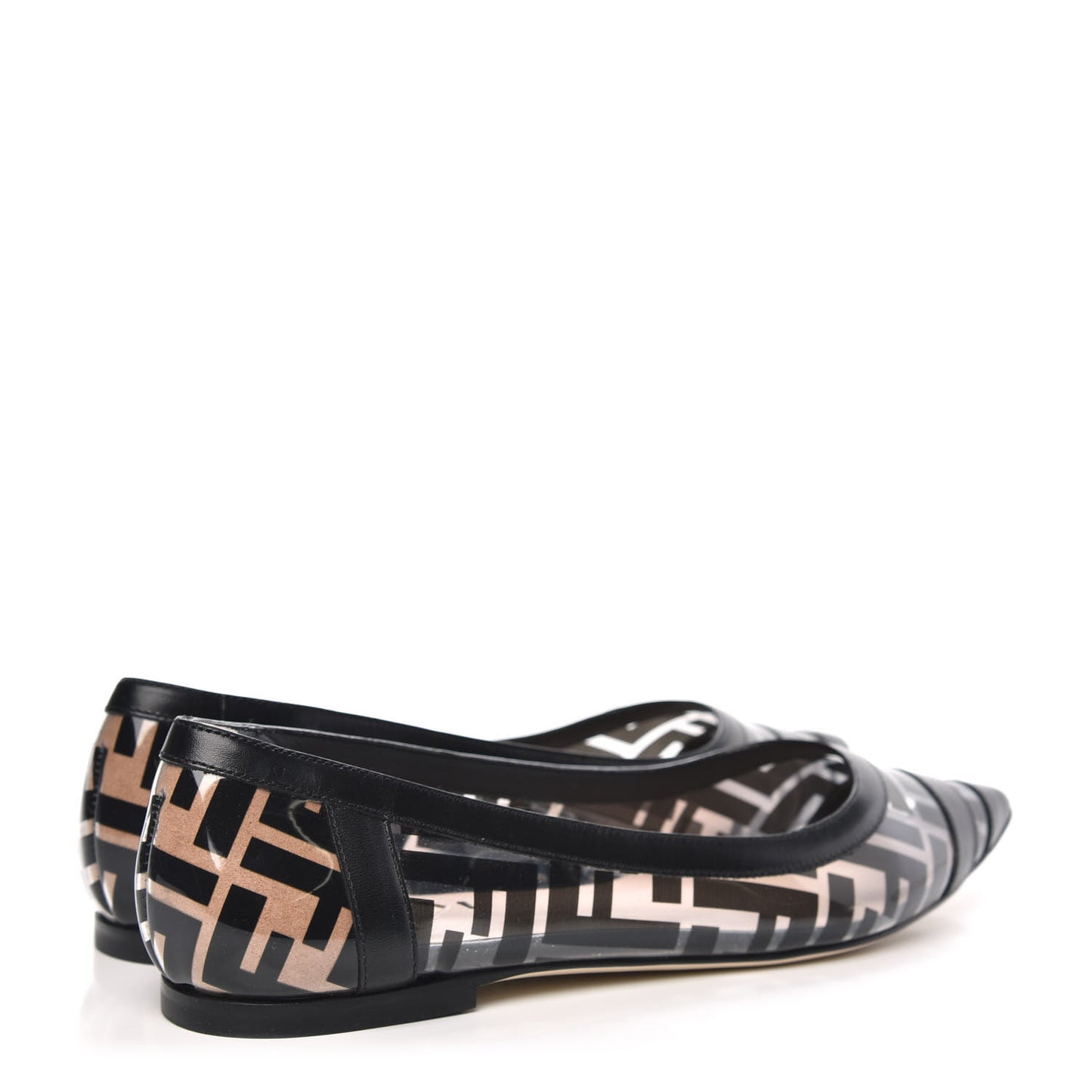 PVC Calfskin FF Colibri Ballerina Flats 37 Black